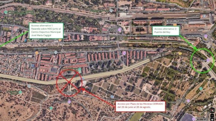 El paso peatonal inferior entre la Casa de Campo y la Colonia Manzanares permanecerá cerrado por obras de mejora hasta finales de agosto.