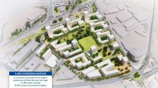 Infografía con la recreación de las viviendas que se construirán en la zona que ocupabra la fábrica Borondo