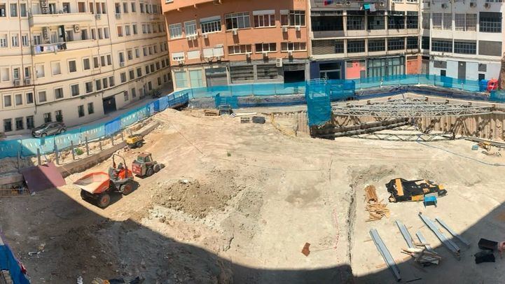 Imagen de las obras del parking en un patio de manzana de Retiro