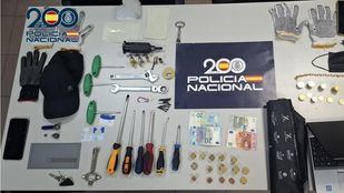 Herramientas incautadas a dos sospechosos de robar con fuerza en un establecimiento de Chamberí