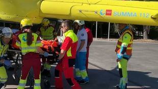Traslado de un trabajadore herido en accidente laboral en Becerril de la Sierra