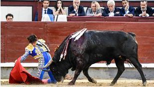 Petardazo conjunto de dos figuras, Manzanares y Roca Rey, y los toritos de Victoriano del Río