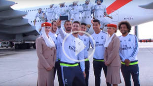 Así es el avión de Emirates, con las imágenes de los jugadores del Real Madrid