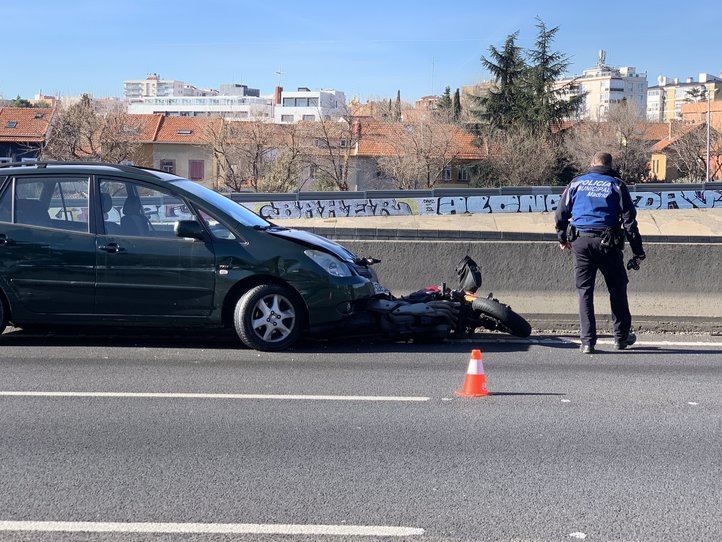 Accidente en la M-30 a la altura de Ciudad Lineal.
