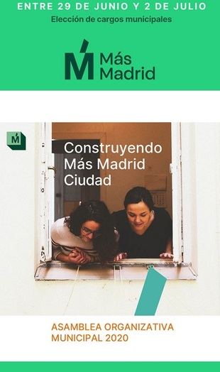 La asamblea Más Madrid ciudad se celebrará del 6 al 14 de junio