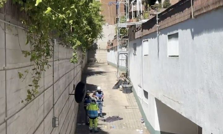 Andamio del que ha caído el obrero accidentado