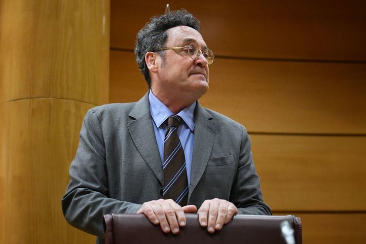 El Fiscal General del Estado, Álvaro García Ortiz, durante su comparecencia en la Comisión de Justicia, en el Senado, a 18 de febrero de 2025, en Madrid (España)