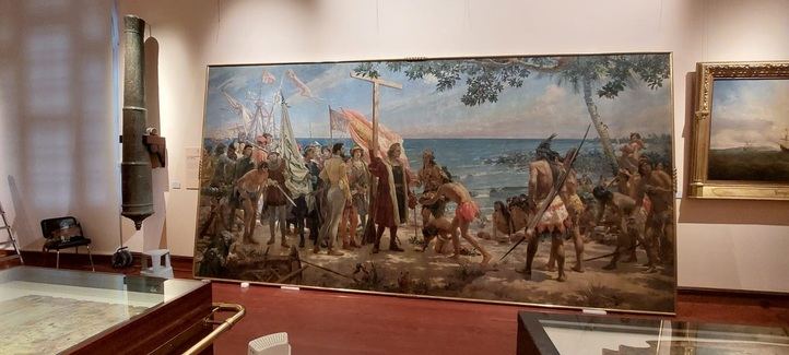 Obra restaurada tras ser vandalizada en el Museo Naval