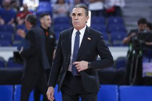 Sergio Scariolo durante un partido de Liga Endesa con el Real Madrid