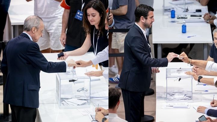 Florentino Pérez y Enrique Riquelme votan en las elecciones del Real Madrid