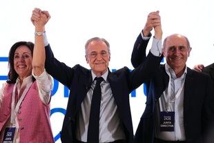 Florentino Pérez compareció ante los medios en el hotel Eurobuilding de Madrid.