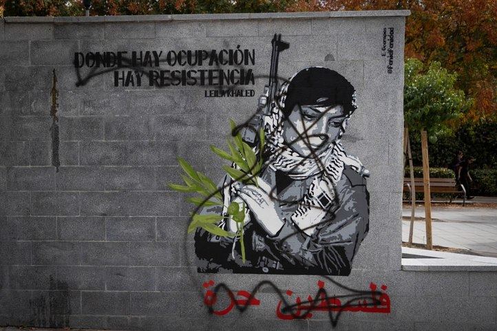 Mural en apoyo a Palestina vandalizado en Alcorcón