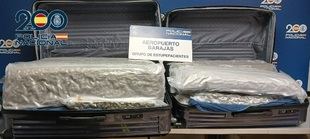 Maleta con droga incautadas en Barajas