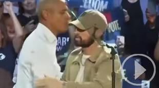 Obama rapea una canción de Eminem en apoyo a Harris