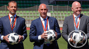Los Presidentes de FIFA, UEFA y RFEF, juntos en la Ciudad del Fútbol