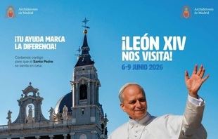 Cartel de la visita del papa a Madrid