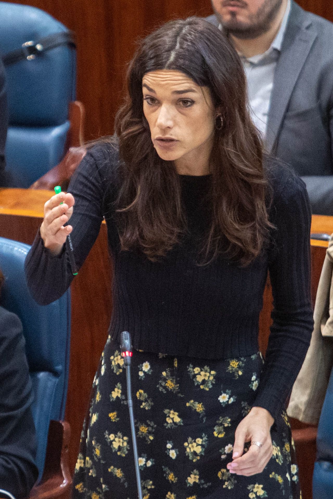 La portavoz de Podemos, Clara Serra, en su intervención en la sesión de control al Gobierno de la Asamblea de Madrid. Kike Rincón
