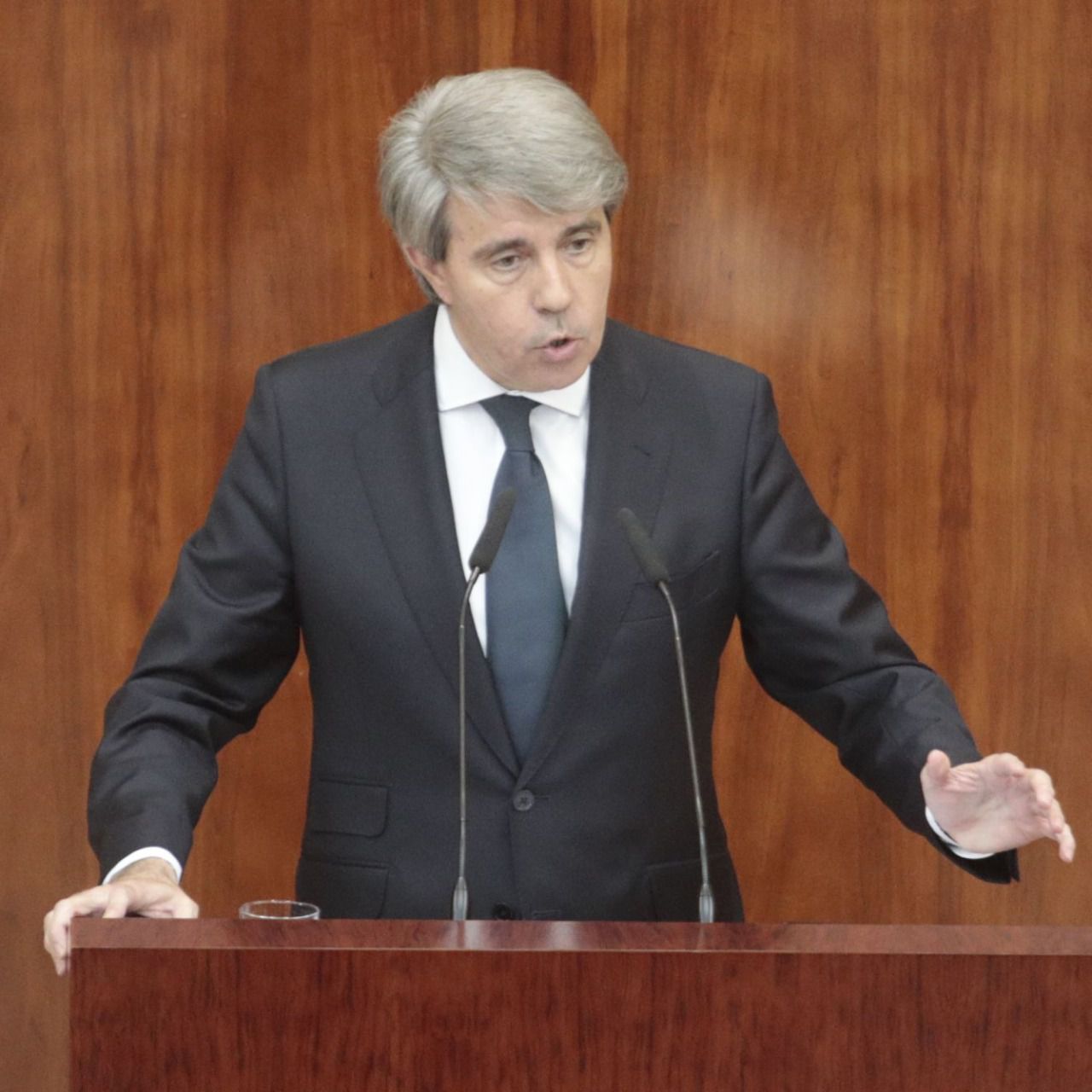 El presidente de la Comunidad de Madrid, Ángel Garrido, en la tribuna de la Asamblea, despidiéndose de la X Legislatura. Kike Rincón