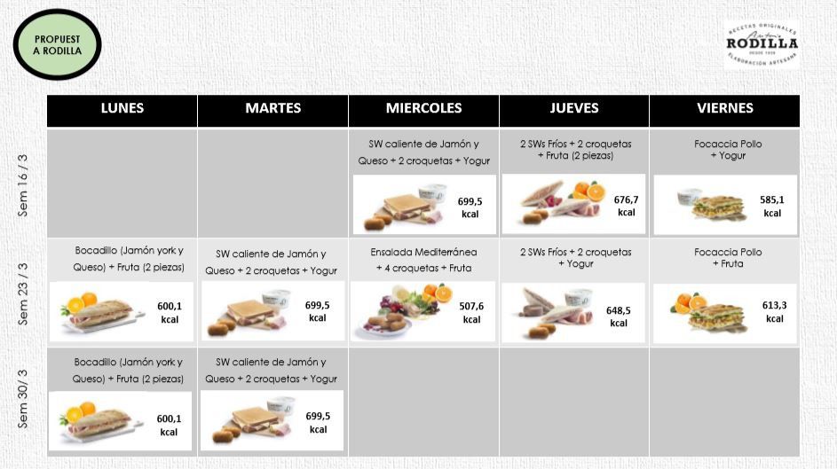 Menú escolar de Rodilla. (Foto: Rodilla)