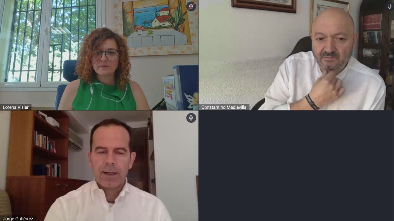 Constantino Mediavilla, Lorena Visier y Jorge Gutiérrez durante el webinar (Autor: Recurra-Ginso)