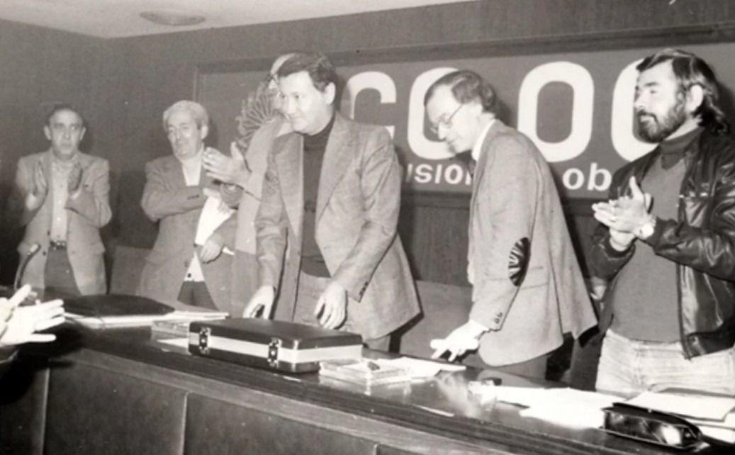 De izquierda a derecha. Martino de Jugo, Marcelino Camacho, Julián Ariza, Nico Sartorius y Paco Naranjo