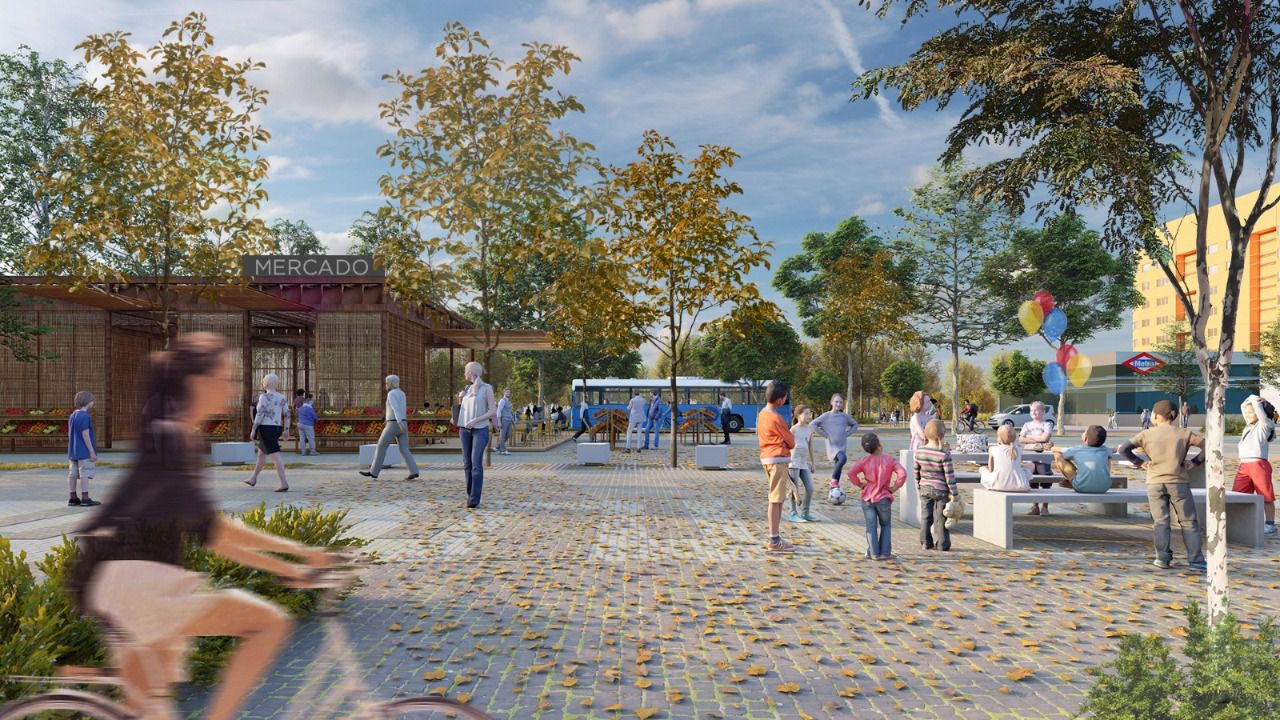 Recreación del 'Bulevar Ensanche de Vallecas'. Fuente: Más Madrid