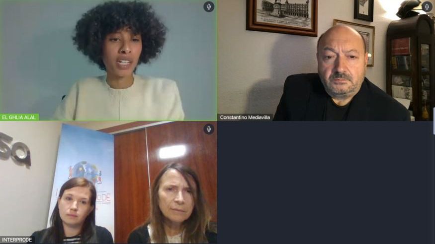 Constantino Mediavilla, María Asunción García, Nerea García y El Ghlia Alal durante el webinar. Foto: Recurra-Ginso