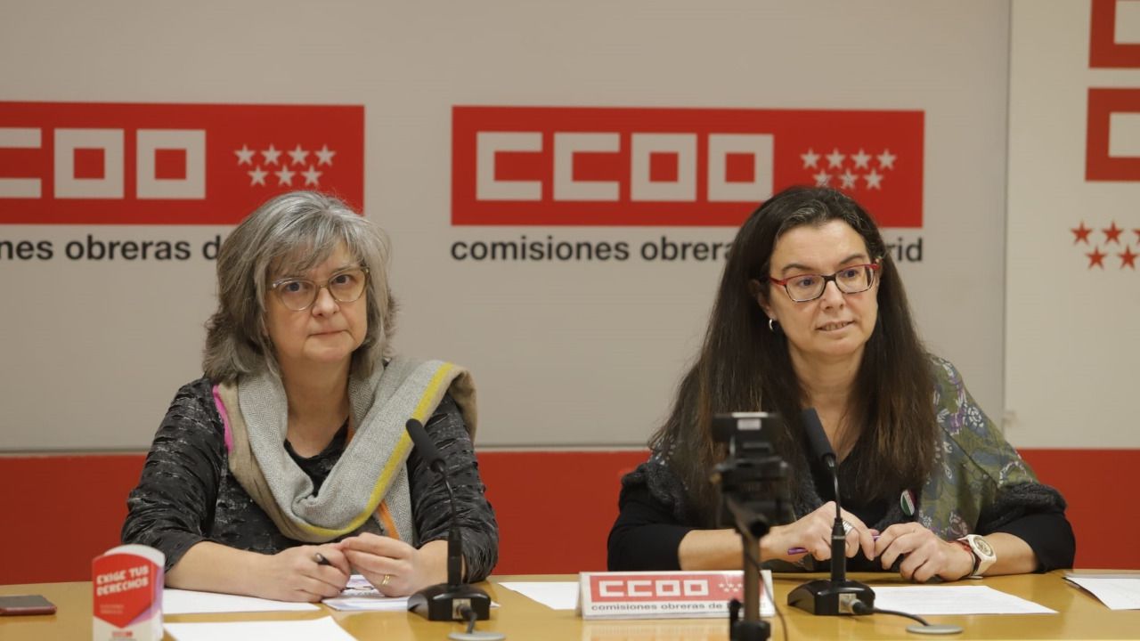 La secretaria general de CCOO Madrid, Paloma López, y la responsablde Mujer del sindicato, Lidia Fernández (Foto: Comisiones Obreras)