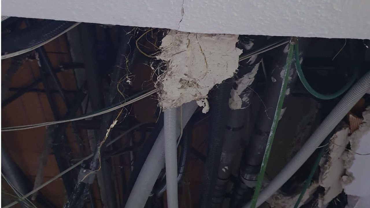 Estado del techo tras el derrumbe en el Parque de Bomberos de Leganés (Fuente: CSIT)