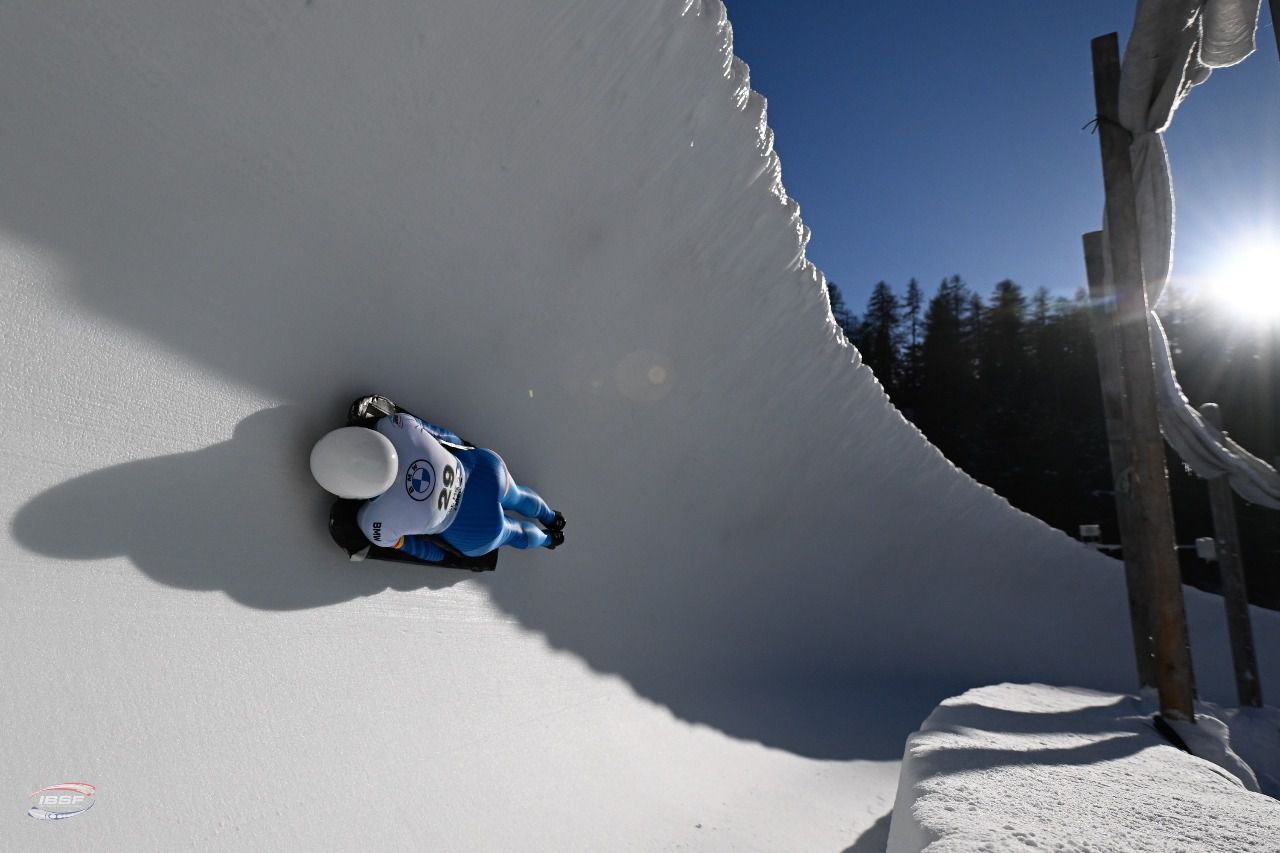 Ana Torres en una competición de Skeleton