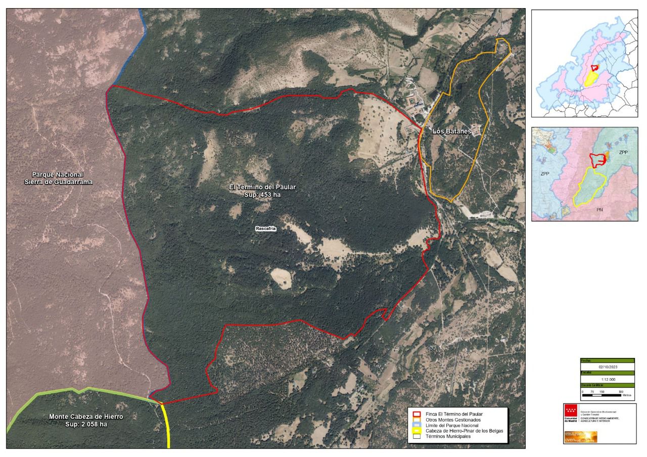 Mapa de la finca de El Paular para la ampliación del Parque Nacional de la Sierra de Guadarrama 