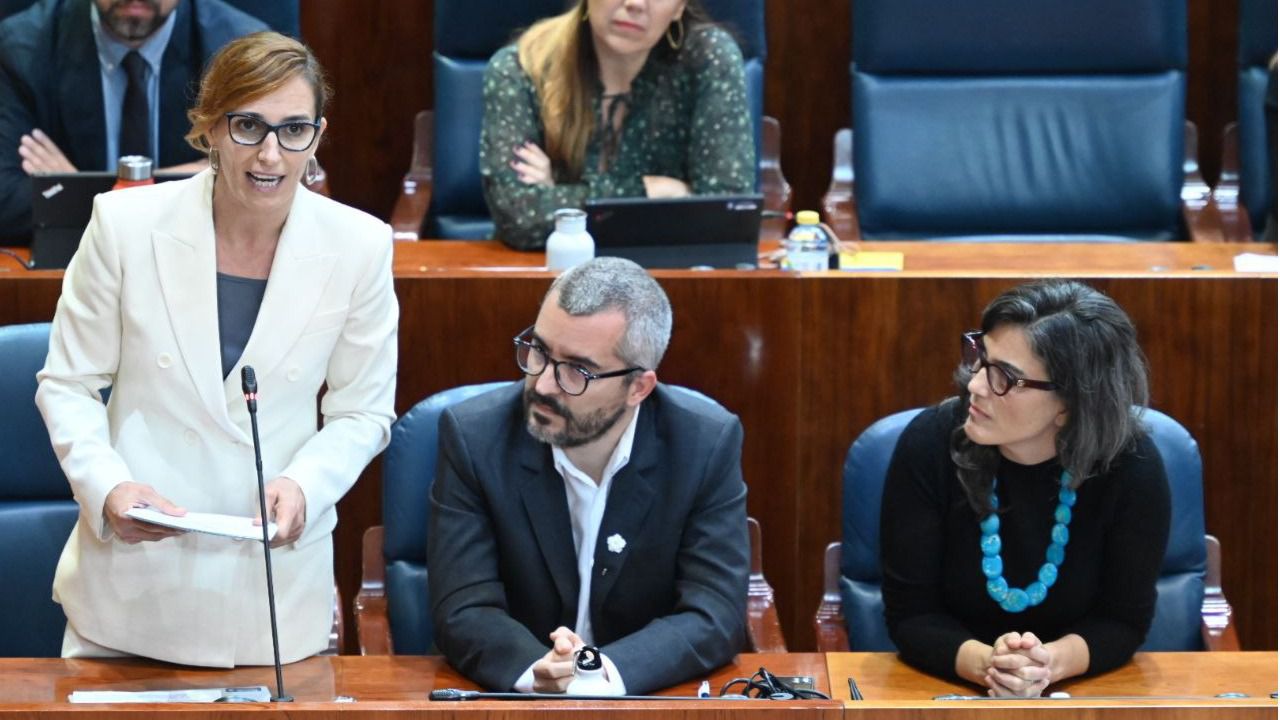 Mónica García, Javier Padilla y Manuela Bergerot en el Pleno de la Asamblea. Foto: Chema Barroso