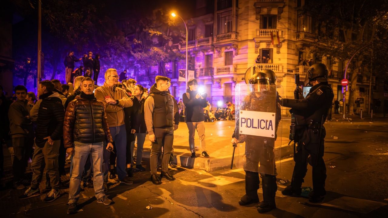 El portavoz de Vox el Ayuntamiento de Madrid, Javier Ortega Smith, en las protestas en Ferraz (Foto: @Ortega_Smith)