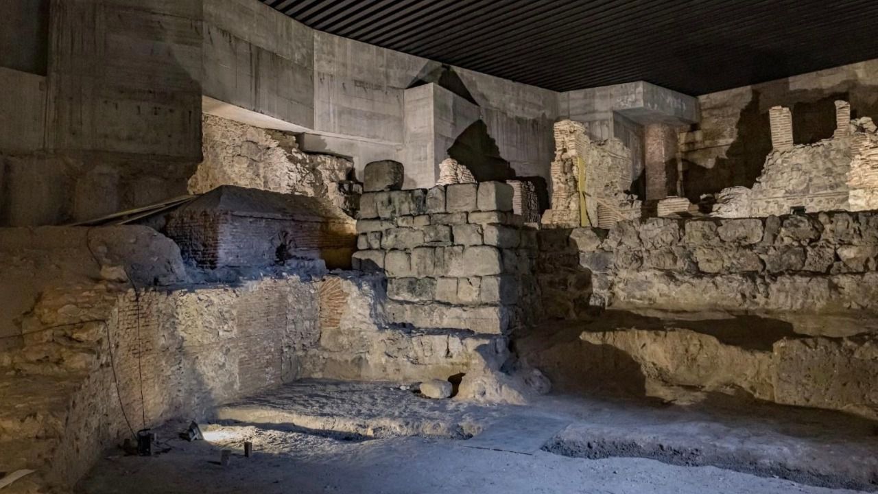 Restos de la muralla en la Galería de Colecciones Reales. Foto: Patrimonio Nacional