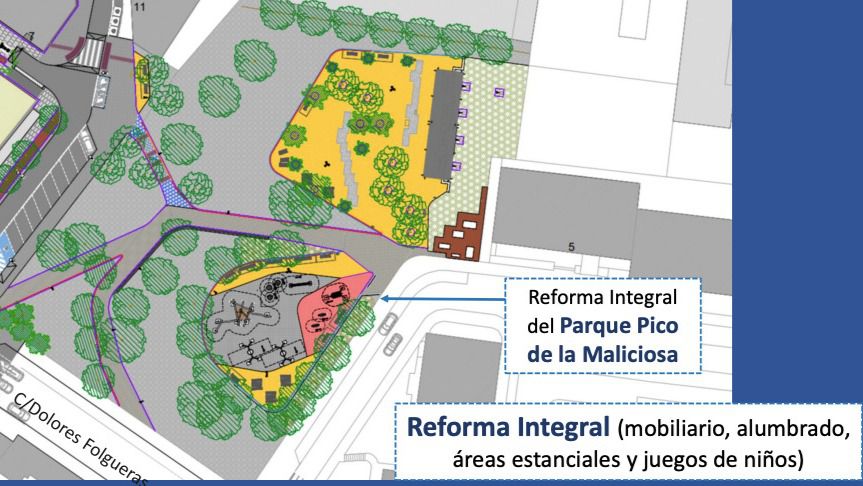 El proyecto recoge una reforma del parque cercano al mercado. Foto: Ayuntamiento de Madrid