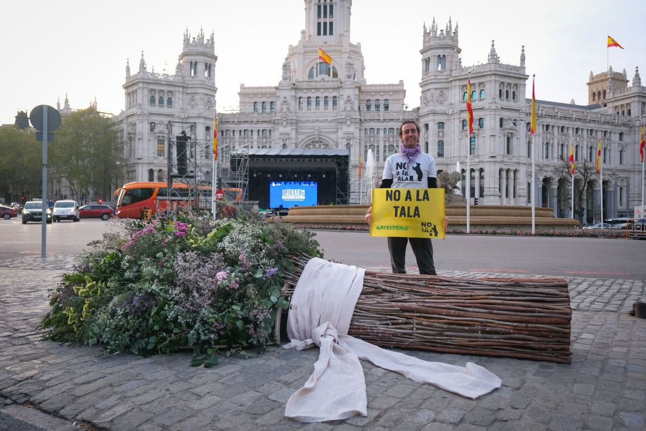 Nueva acción de Greenpeace en Cibeles (Foto: Greenpeace)