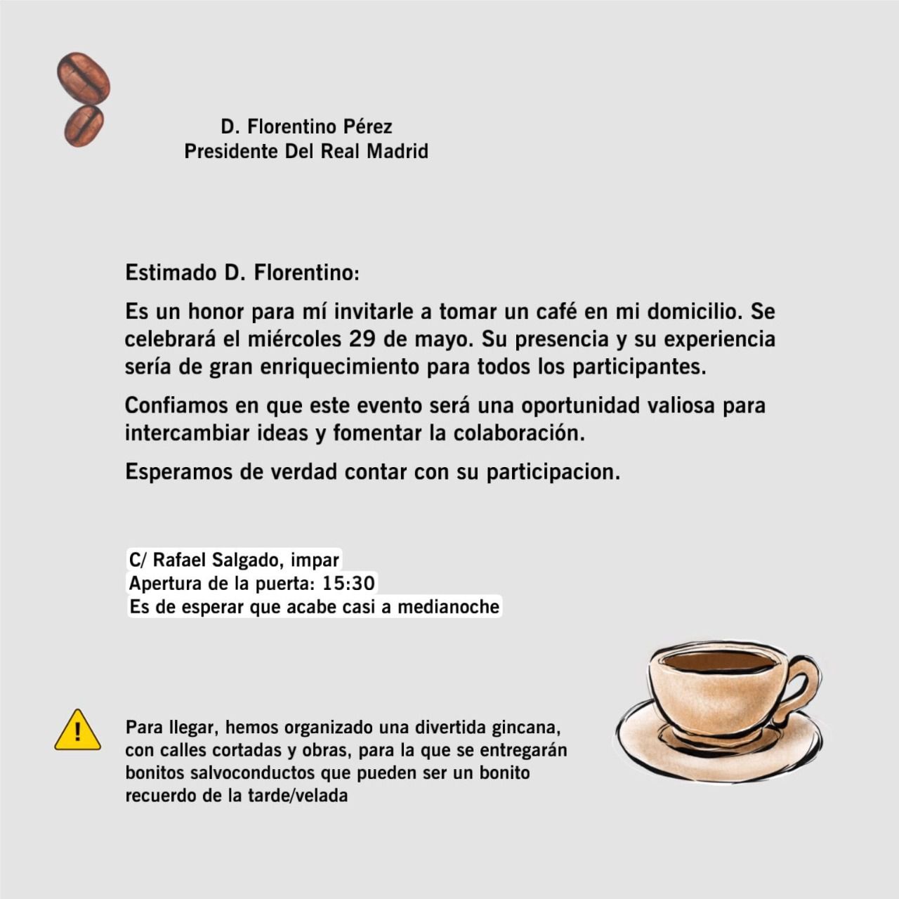 Carta de un vecino afectado a Florentino Pérez.