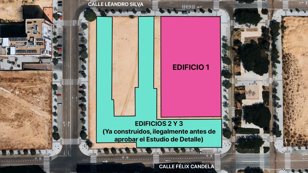Gráfico de la construcción del colegio.