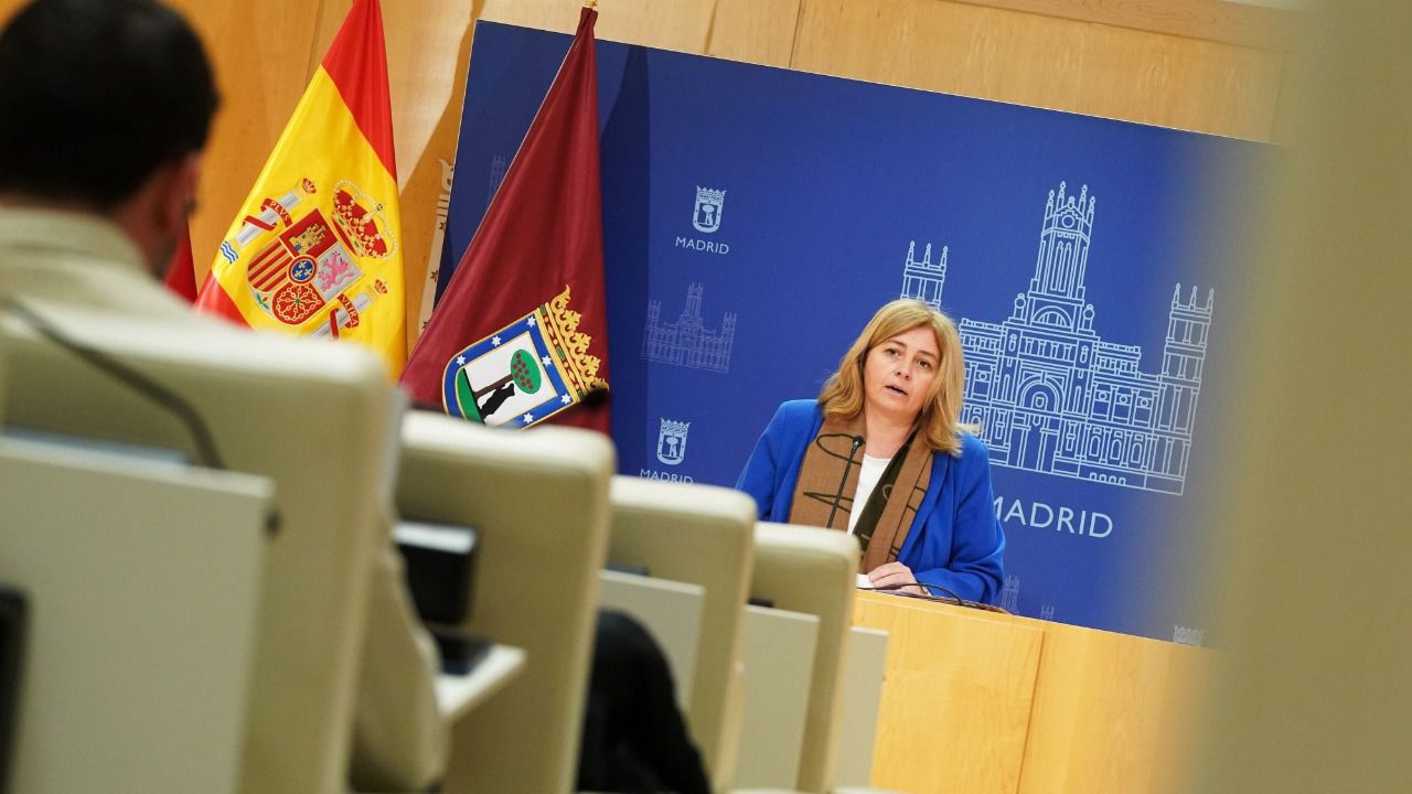 La vicealcaldesa y portavoz municipal, Inma Sanz, en la rueda de prensa posterior a la Junta de Gobierno. Foto: Ayuntamiento de Madrid