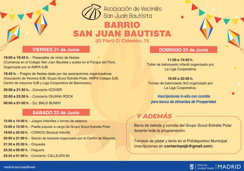 Programación Fiestas de San Juan en Ciudad Lineal (Foto: Ayuntamiento de Madrid)