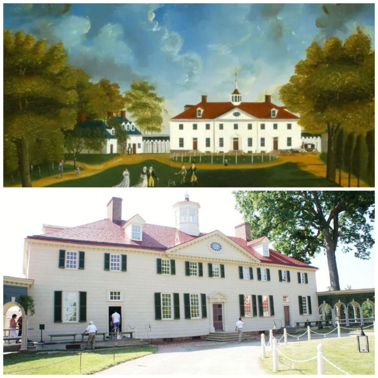 Mount-Vernon en época de Whashington y en la actualidad