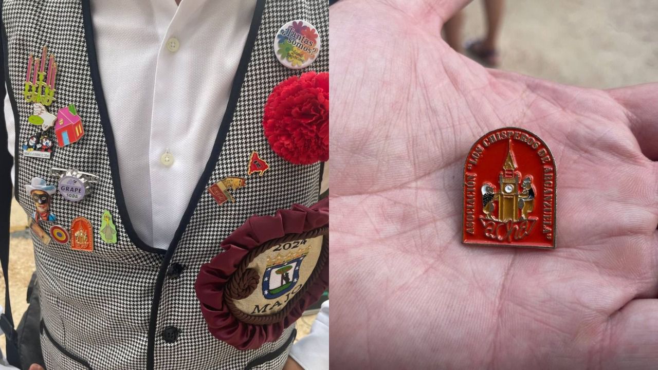 Los pines en el chaleco de Jorge y a la derecha el emblema de los Chisperos. Foto:Mdo