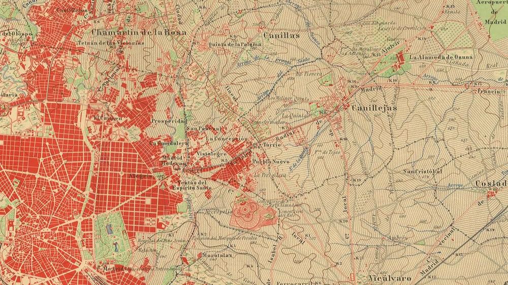 Mapa del nordeste de Madrid en 1944, con Hortaleza, Canillas, Canillejas y Vicálvaro. Foto: Instituto Geográfico Nacional.