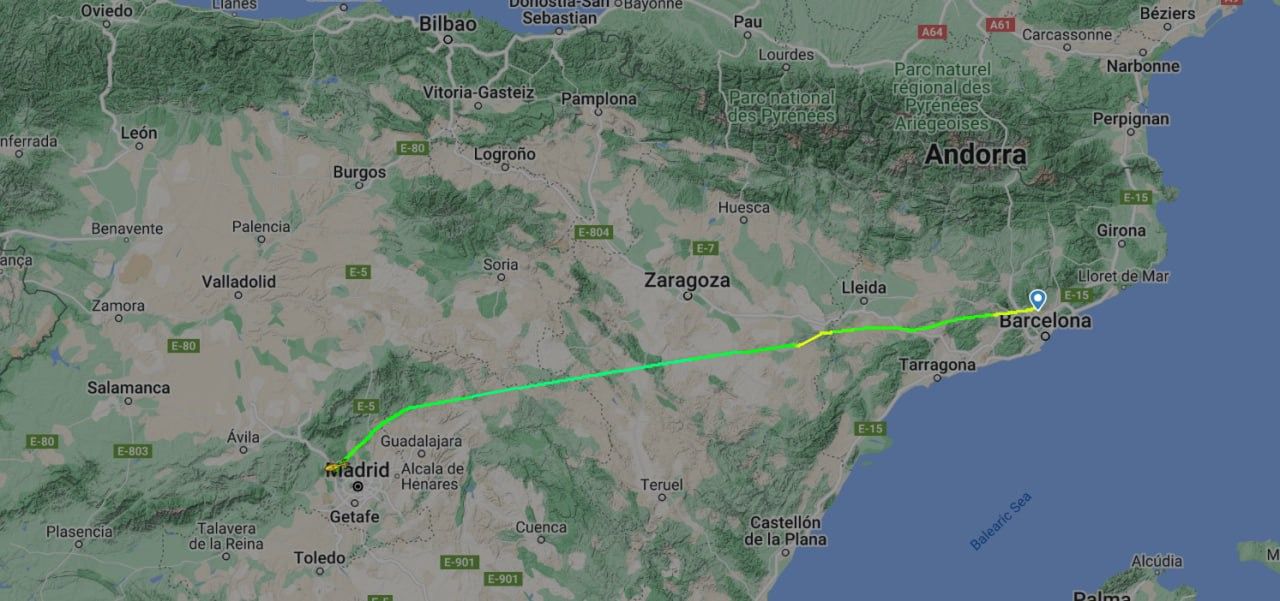 Vuelo del helicóptero EC-MMP de Lozoyuela a Sabadell del 2 de septiembre