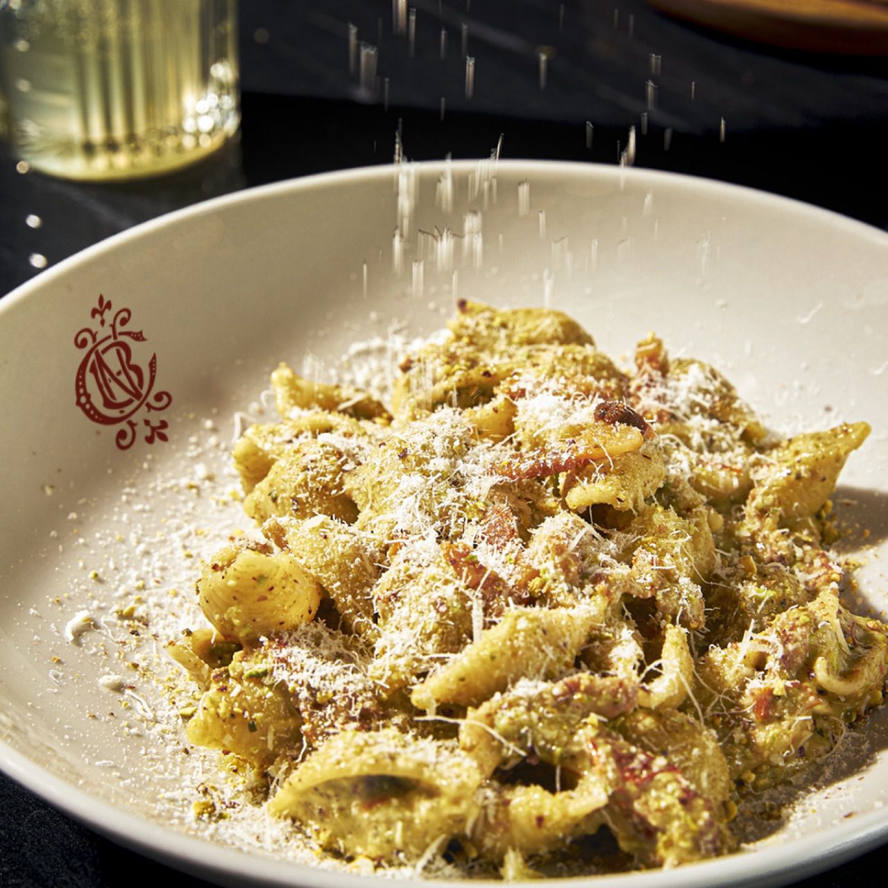 Conchiglie con Pesto, Pistaccio, Tomate y Guanciale (Foto: Café Barbieri)