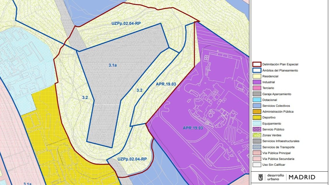 Plano de unidades ambientales del Plan Especial de restauración ambiental del cerro. Foto: Ayuntamiento de Madrid