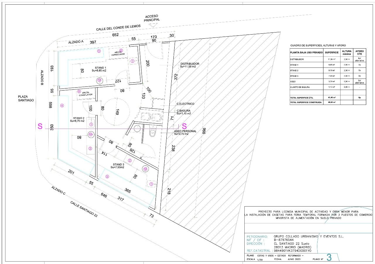 Proyecto original para las casetas presentado por el Grupo Collado 