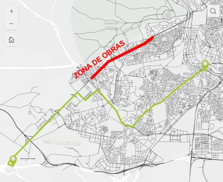 Aplicación web sobre los cortes por las obras de la A-5