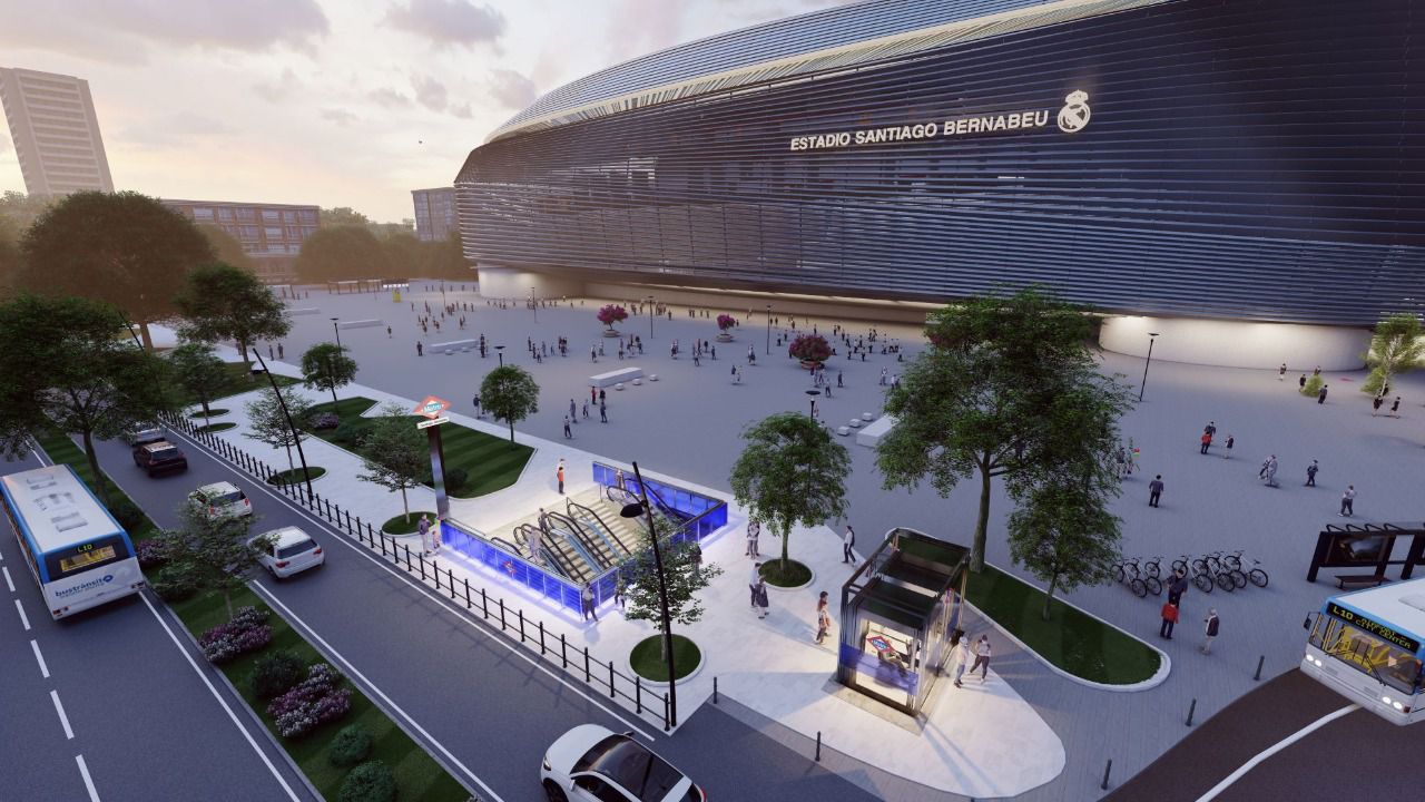 Render de la entrada a la estación Santiago Bernabéu (Foto: Comunidad de Madrid)