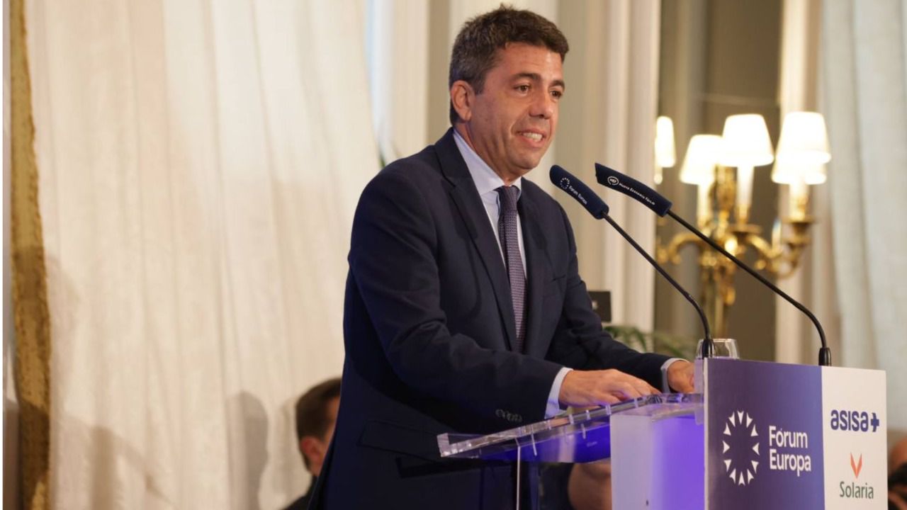 Carlos Mazón, en el primer acto en Madrid tras la Dana.